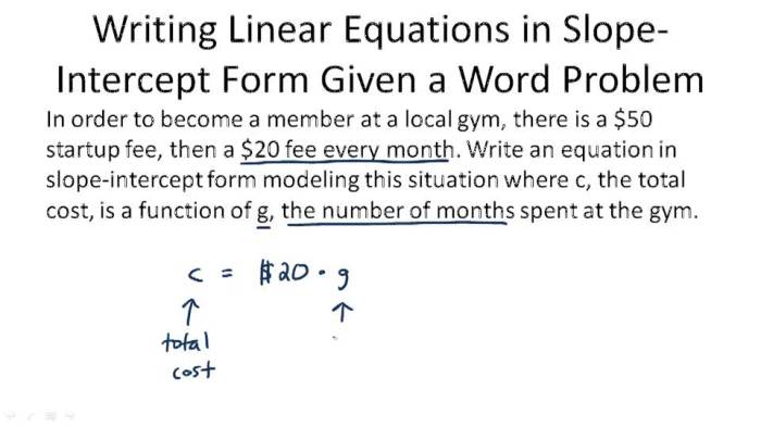 Slope-intercept form word problems answer key